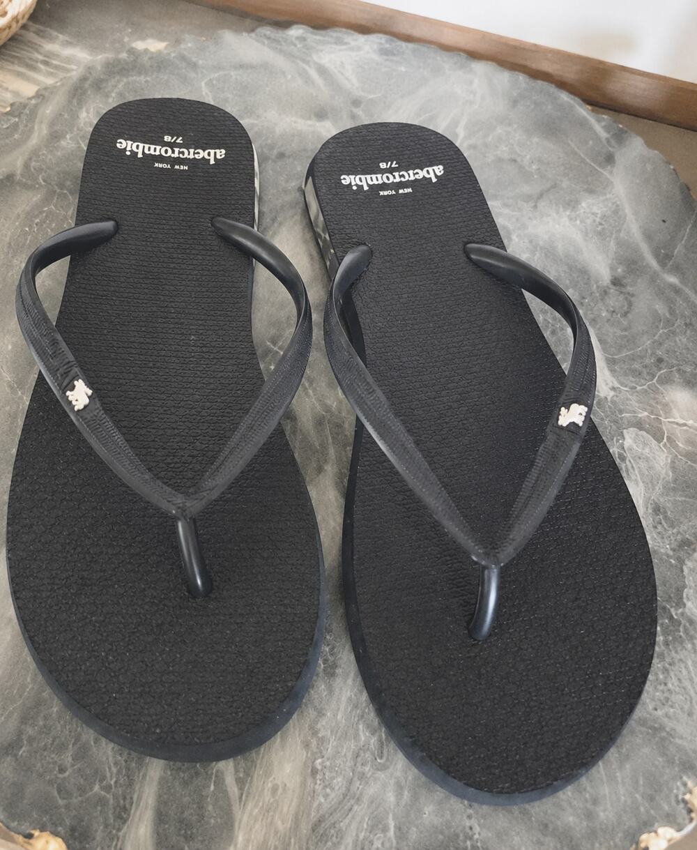 Abercrombie & Fitch Flip Flops 7/8 Navy White Moose Vintage Y2K Preppy Casual